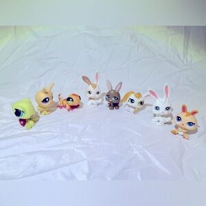 8 littlest pet shop toy figures bunny bunnies turtle firefly bug lizard LPS